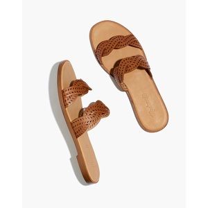 Madewell The Cora Slide Sandal Flats Perforated Leather Sz 8